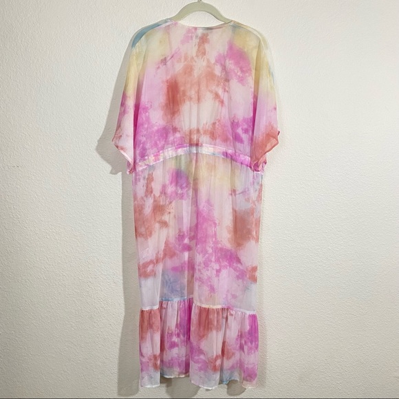 Sz: XXL/XXXL (2X-3X) Dark Leopard Print & Tie-Dye Multi-Color Swim Cover Kimonos - Picture 12 of 14